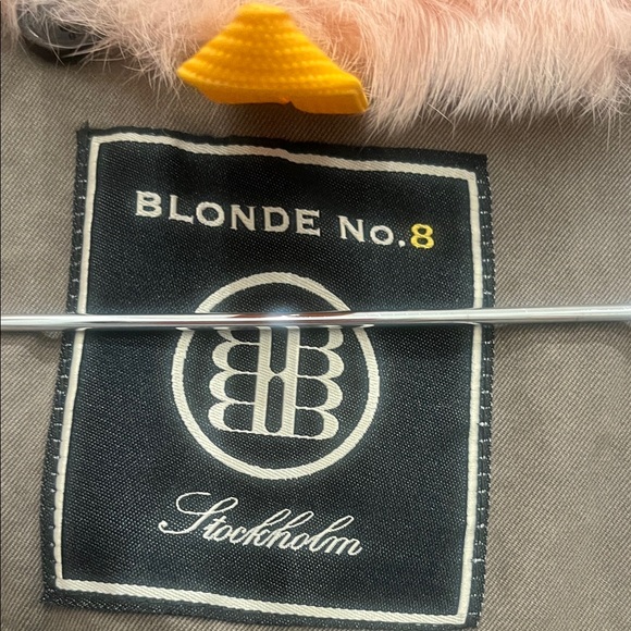 Blonde NO.8 Stockholm Olive Parka with Pink Fur Trim 34 - Picture 7 of 9